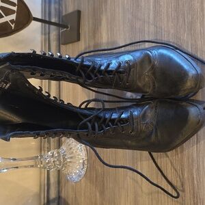 Rawhide Black Lace Leather Boots Sz 8